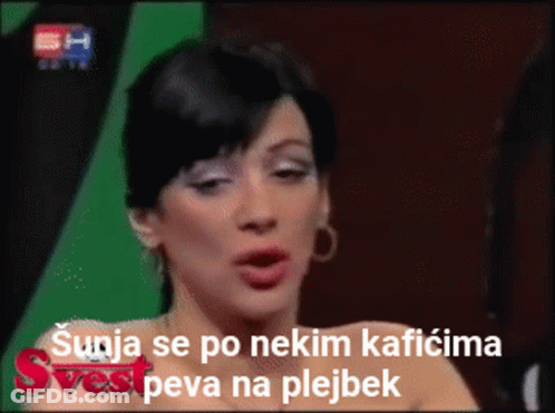 Woman Talking On TV With Foreign Caption GIF