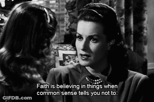 Woman Talking To Another Woman Black And White Quote About Faith GIF