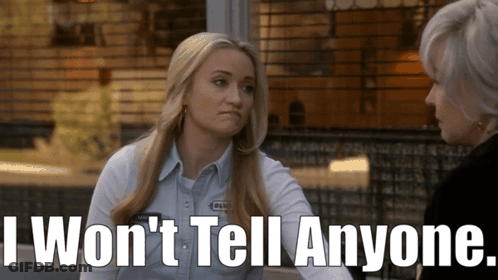 Woman Talking To Another Woman Saying I Won't Tell Anyone GIF