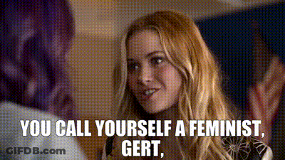 Woman Talking To Another Woman You Call Yourself A Feminist Gert GIF