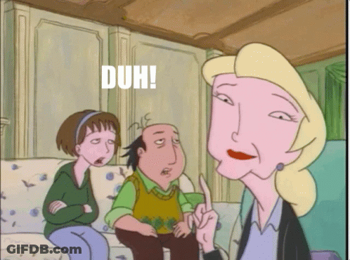 Woman Talking To Man And Girl Duh GIF