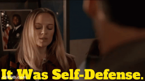 Woman Talking To Man It Was Self-Defense GIF