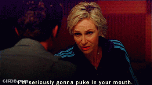 Woman Talking To Man Saying I'm Seriously Gonna Puke In Your Mouth GIF