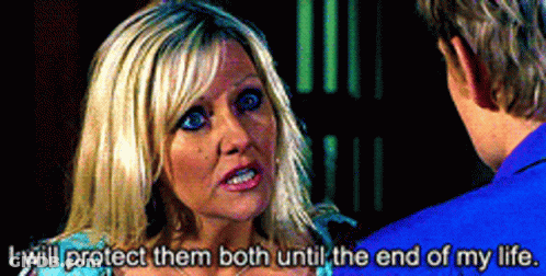 Woman Talking To Man Saying I Will Protect Them Both Until The End Of My Life GIF