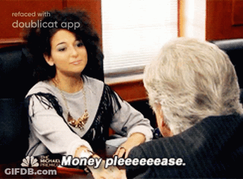 Woman Talking To Man Saying Money Pleeease GIF