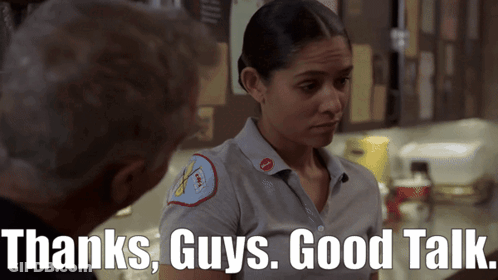 Woman Talking To Man Saying Thanks Guys Good Talk GIF