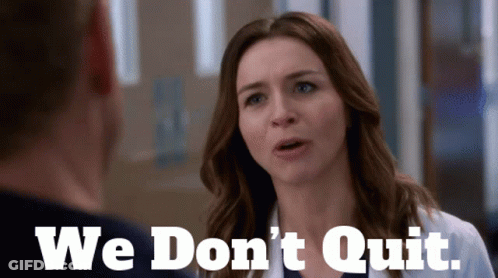 Woman Talking To Man Saying We Don't Quit GIF