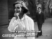 Woman Talking To Man While Walking GIF