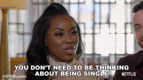 Woman Telling Man Not To Think About Being Single GIF