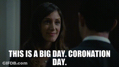 Woman Telling Man This Is A Big Day Coronation Day GIF