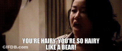 Woman Telling Man You're Hairy Like A Bear GIF