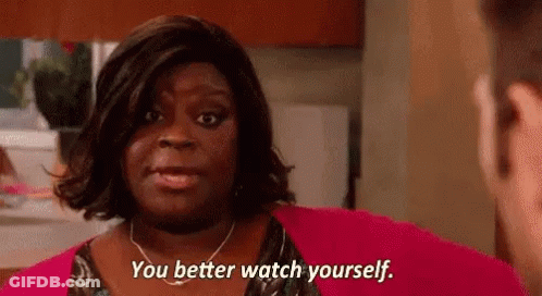 Woman Tells Man You Better Watch Yourself In Kitchen GIF