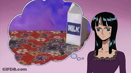 Woman Thinking About Milk Carton In Thought Bubble GIF
