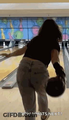 Woman Throwing Bowling Ball Says You Know Whats Next GIF