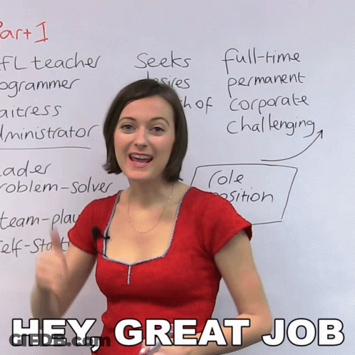 Woman Thumbs Up In Front Of Whiteboard Saying Hey Great Job GIF