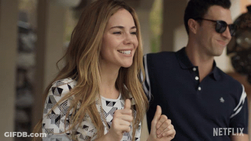 Woman Thumbs Up Next To Man Netflix Logo GIF