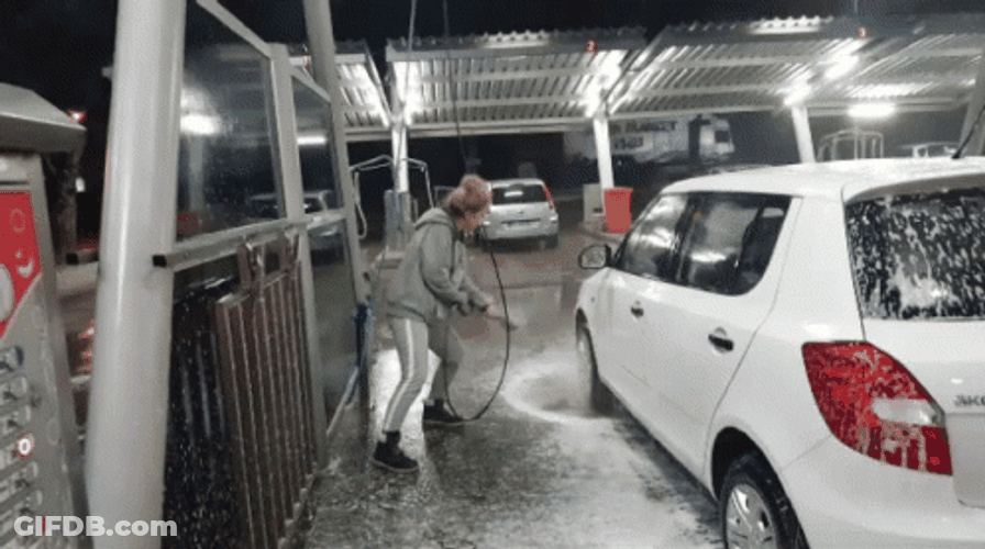 Woman Tire Car Wash GIF