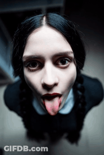 Woman Tongue Out With Blood GIF
