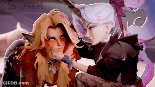 Woman Touching Another Woman's Hair With Woozysfm GIF