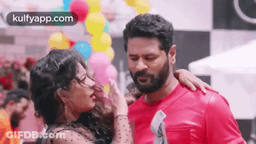 Woman Touching Man Face GIF
