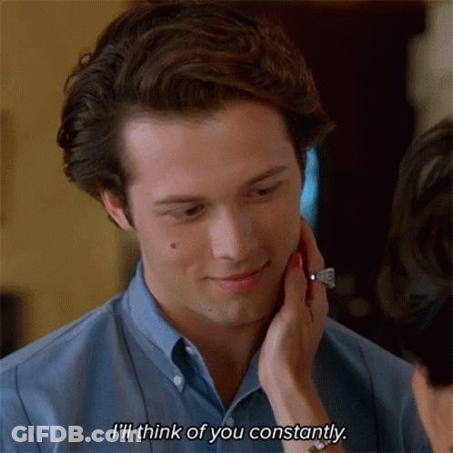 Woman Touching Man's Face I'll Think Of You Constantly GIF