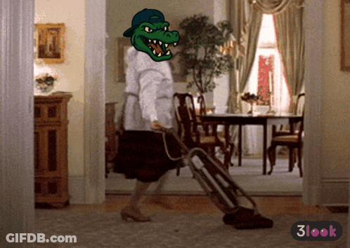 Woman Using Vacuum Cleaner With 3Look Logo GIF