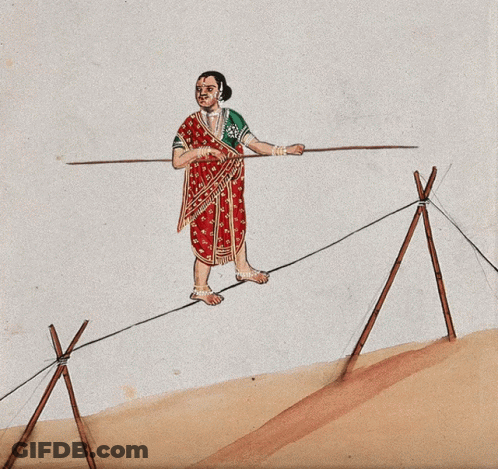 Woman Walking A Tightrope GIF
