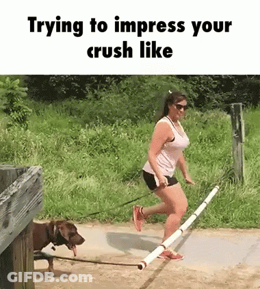 Woman Walking Dog On Leash Impressing Crush GIF
