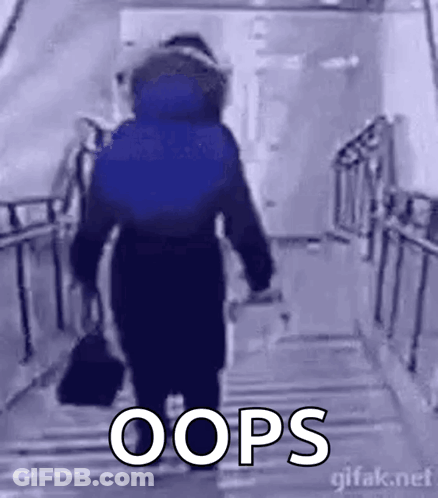 Woman Walking Down Stairs Holding Oops Purse GIF