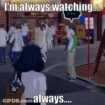 Woman Walking Down Street Saying I'm Always Watching Always GIF