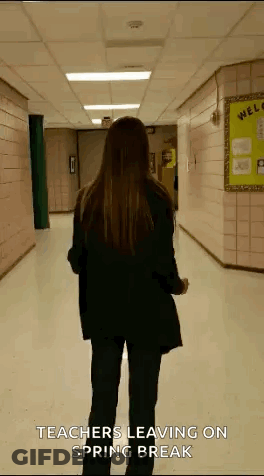Woman Walking Hallway Teachers Leaving GIF