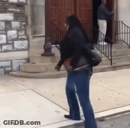 Woman Walking In Blue Jeans GIF
