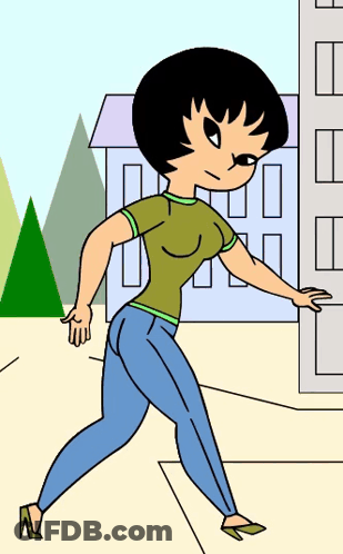 Woman Walking In Front Of Building GIF