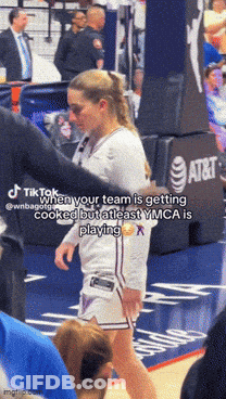 Woman Walking On Basketball Court When Your Team Is Getting Cooked GIF