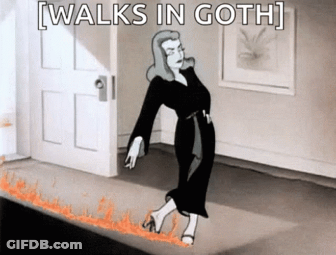 Woman Walks In Goth GIF