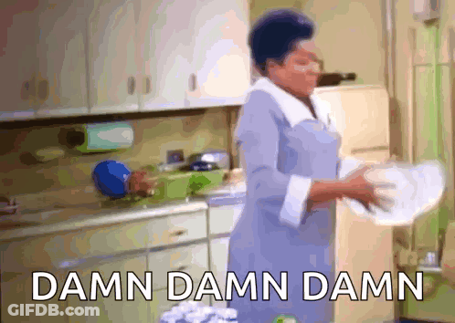Woman Washing Dishes Saying Damn Damn Damn GIF