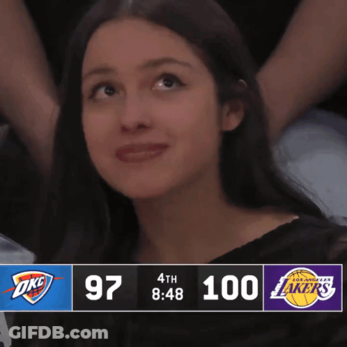 Woman Watching OKC Lakers Game GIF