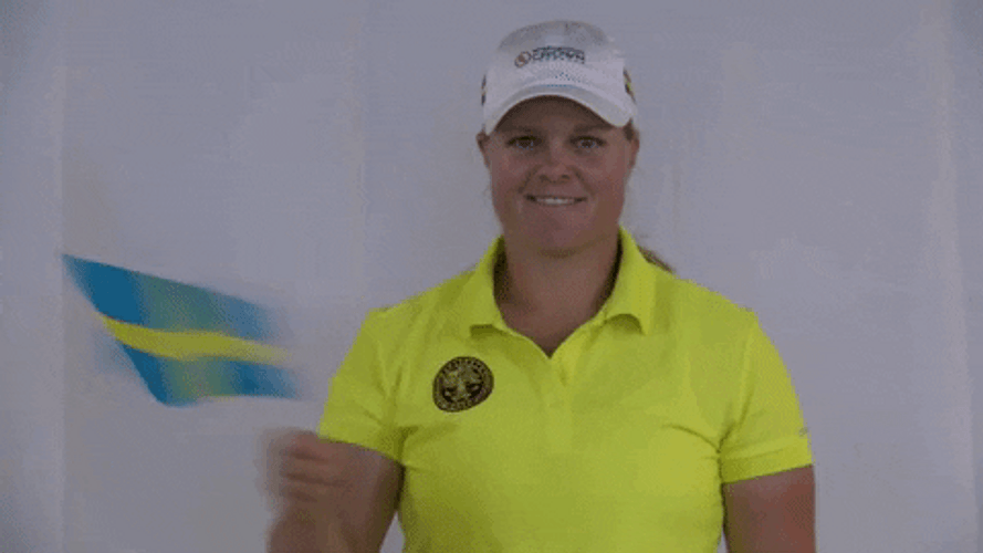 Woman Waves Sweden Flag GIF