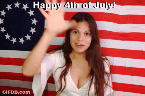 Woman Waving American Flag Happy 4Th Of July GIF