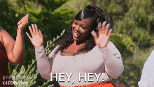 Woman Waving Hands Hey Hey GIF