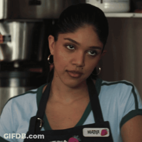 Woman Wearing Apron And Name Tag Marisha GIF