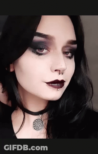 Woman Wearing Black Choker With Pentagram Pendant GIF