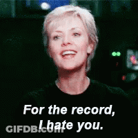 Woman Wearing Black Shirt Saying I Hate You GIF