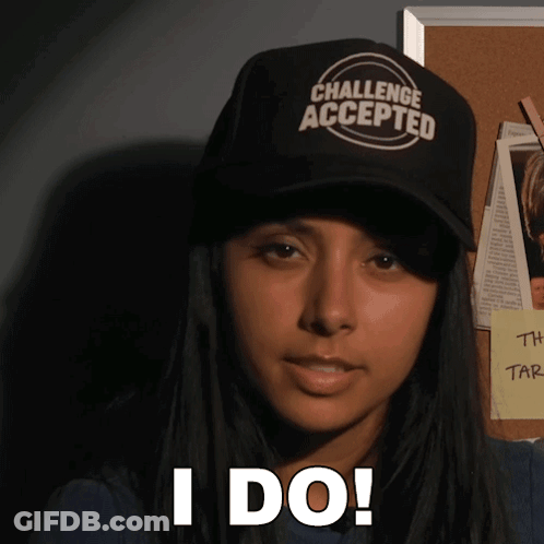 Woman Wearing Challenge Accepted Hat GIF
