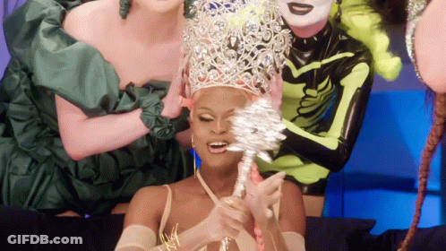 Woman Wearing Crown And Bouquet Of Flowers GIF