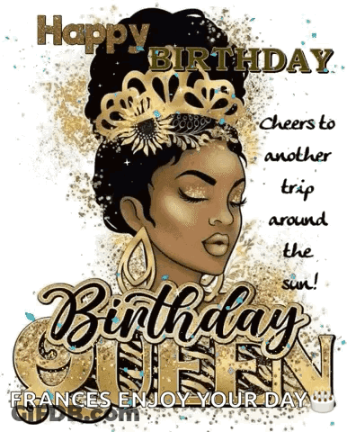 Woman Wearing Crown Birthday Card GIF