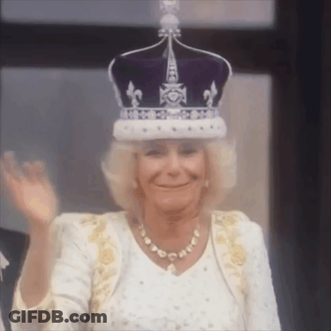 Woman Wearing Crown Waving Smiling GIF