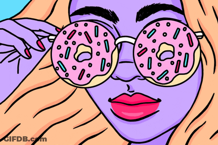 Woman Wearing Donuts Sunglass GIF
