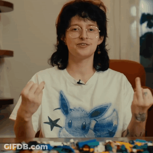 Woman Wearing Eevee T-Shirt GIF