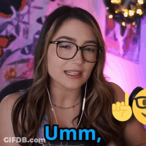 Woman Wearing Glasses And Headphones Says Umm GIF
